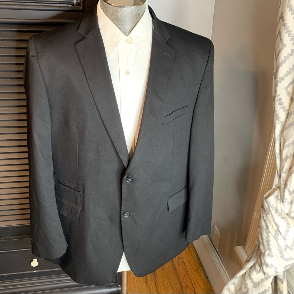 Perry Ellis Portfolio Slim Fit Blazer Sports Coat Rayon Black 48R